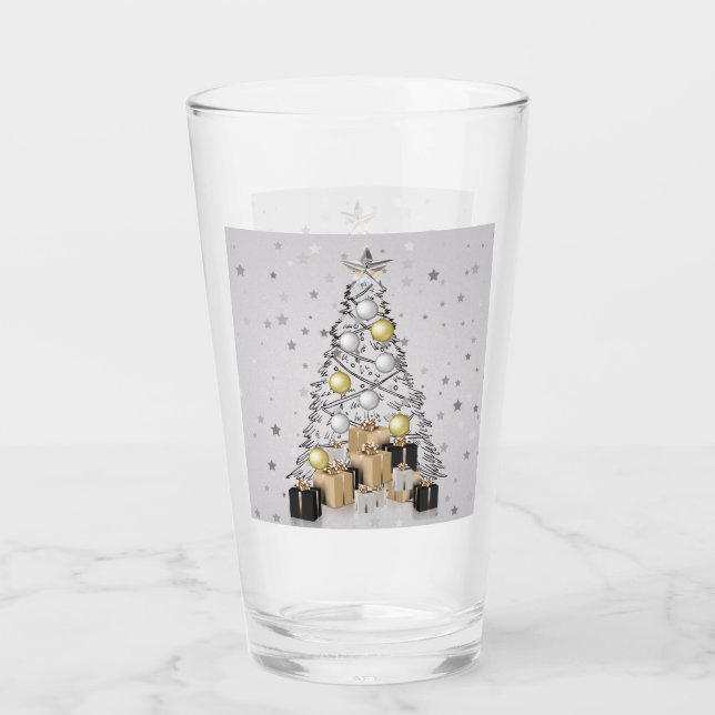 Silver Gold und Black Christmas Tree Glas (Vorderseite)