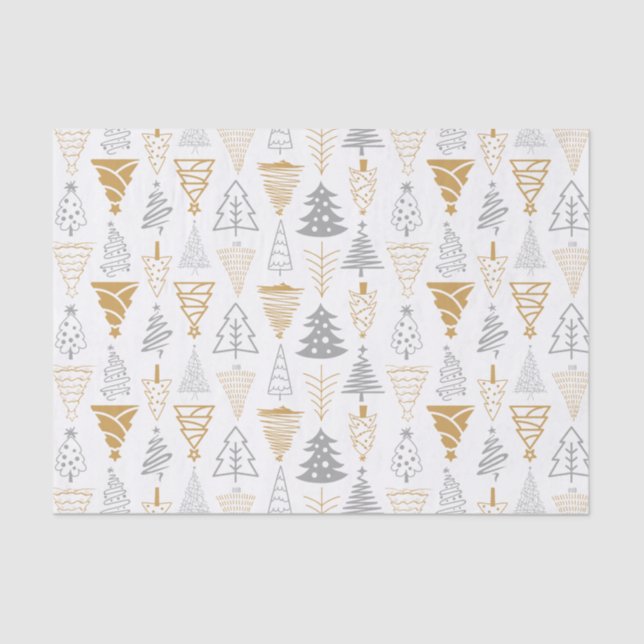 Silver & Gold Weihnachtsbaum Tissue Seidenpapier (Vorderseite)