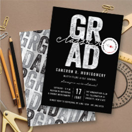 Silver GRAD Class of 2025 Stylish Graduation Party Einladung