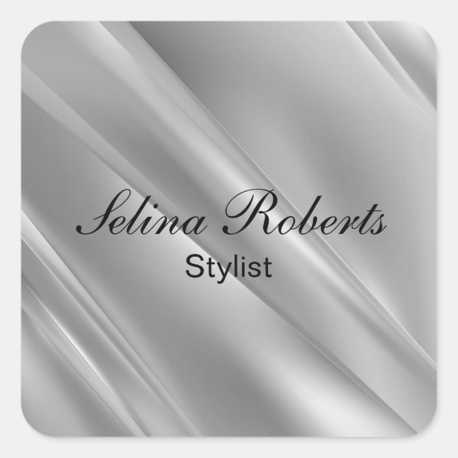 Silver-Gradient-Diagonallinien Quadratischer Aufkleber (Vorderseite)
