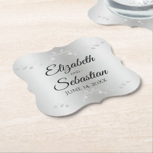 Silver Gradient Elegante Vintage Hochzeit Blühend Untersetzer