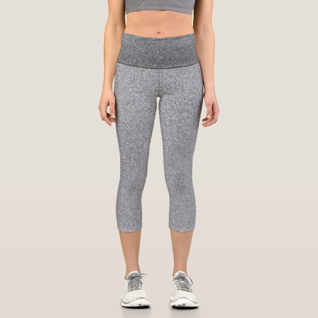 Silver Gradient Glitzer Capri Leggings (Vorderseite)