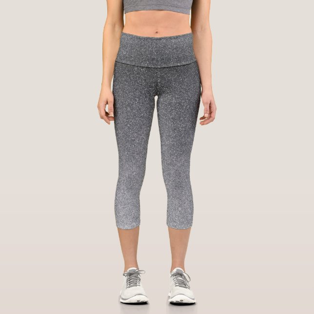Silver Gradient Glitzer Capri Leggings (Vorderseite)