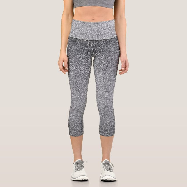 Silver Gradient Glitzer Capri Leggings (Vorderseite)