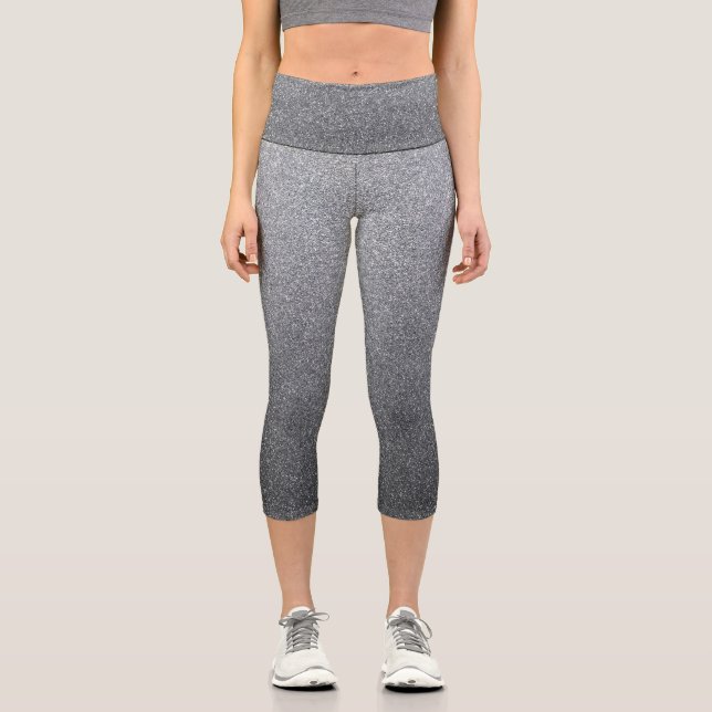 Silver Gradient Glitzer Capri Leggings (Vorderseite)