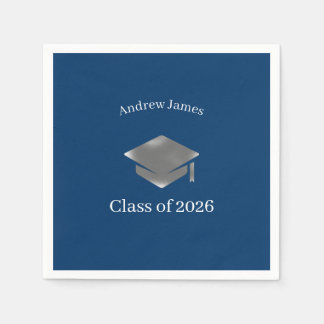 Silver Graduation Cap -Class of 2026= no2 Serviette