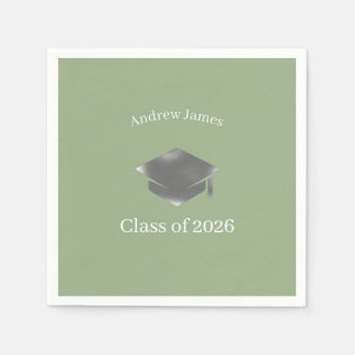 Silver Graduation Cap -Class of 2026= no3 Serviette