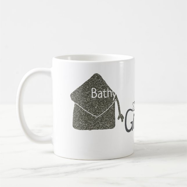 Silver Graduation Cap Glitzer hinzufügen Name grad Kaffeetasse (Links)