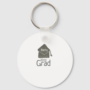 Silver Graduation Cap Glitzer hinzufügen Name grad Schlüsselanhänger