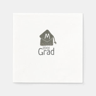 Silver Graduation Cap Glitzer hinzufügen Name grad Serviette