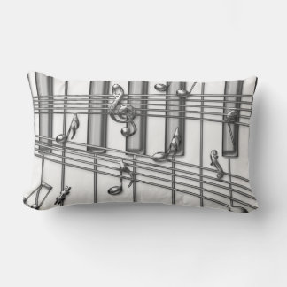 Silver Grand Piano Tastatur mit Musiknoten Lendenkissen