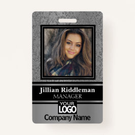 Silver Grau and Black Foto and Logo Abzeichen Ausweis