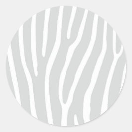Silver Grau and White Animal Print Runder Aufkleber
