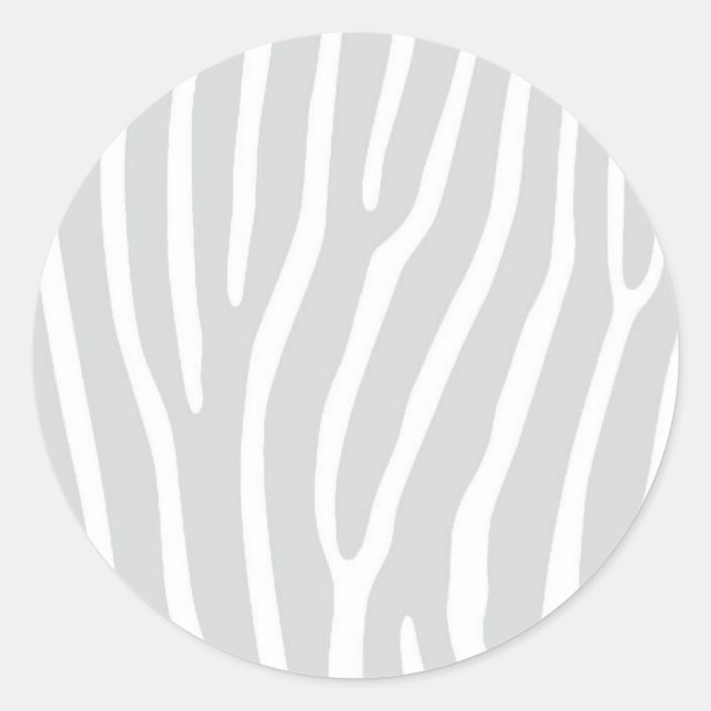 Silver Grau and White Animal Print Runder Aufkleber (Vorderseite)