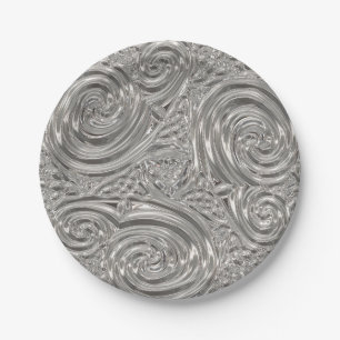 Silver grau elegante Art Nouveau geprägt Aussehen Pappteller