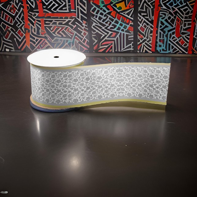 Silver Graue Floral Lace Silver Gold Trial Satinband (Von Creator hochgeladen)