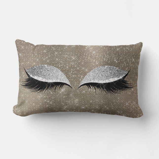 Silver Graue Glitzer Black Glam Make Up Gold Seque Lendenkissen (Vorderseite)