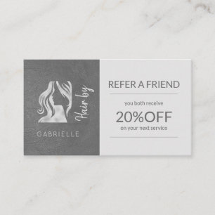 Silver Graue Logos Haarstil Eine Friend-Vorlage Empfehlungskarte