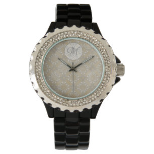 Silver Gray and Beige Metallic Filagree Pattern Armbanduhr