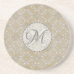 Silver Gray and Beige Metallic Filagree Pattern  Getränkeuntersetzer