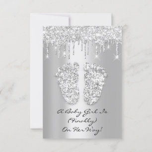Silver Gray Baby Girl Boy Dusche Feet Einladung