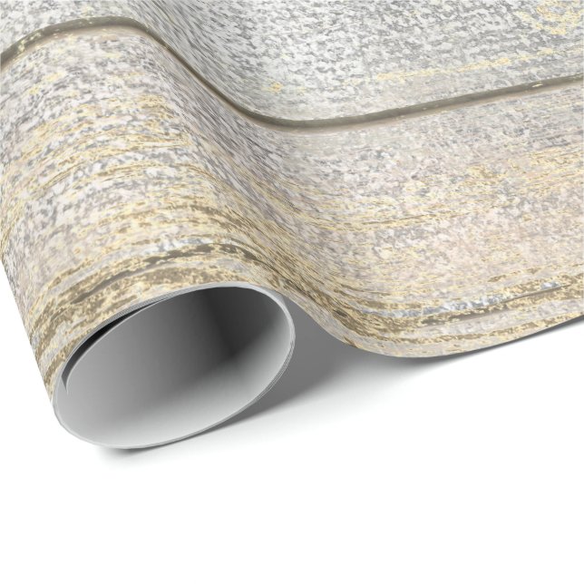 Silver Gray Beach Champaign Gold Wood Rustic Geschenkpapier (Rolleneckpunkt)