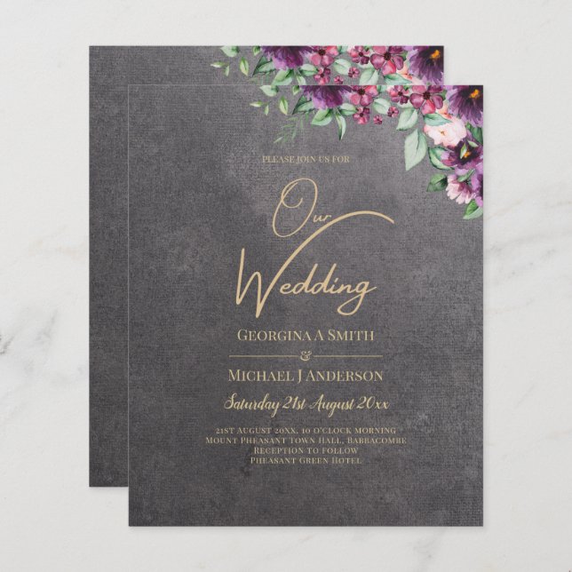 Silver Gray Berry Floral Wedding Winter Fall (Vorne/Hinten)