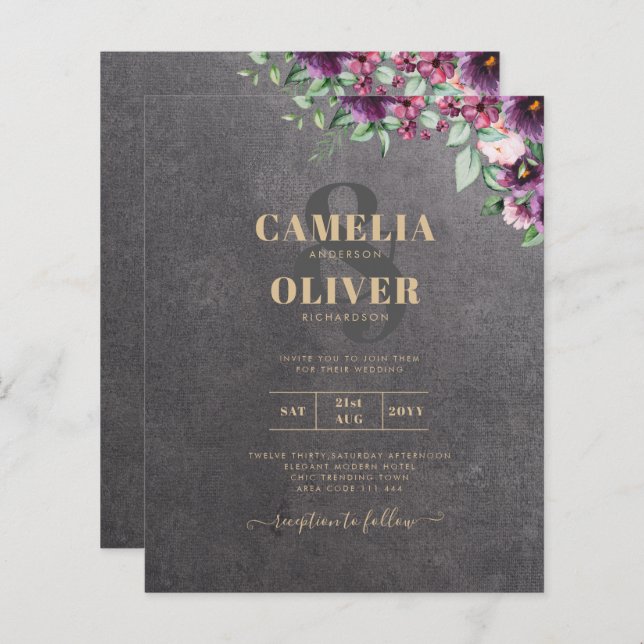 Silver Gray Berry Floral Wedding Winter Fall (Vorne/Hinten)