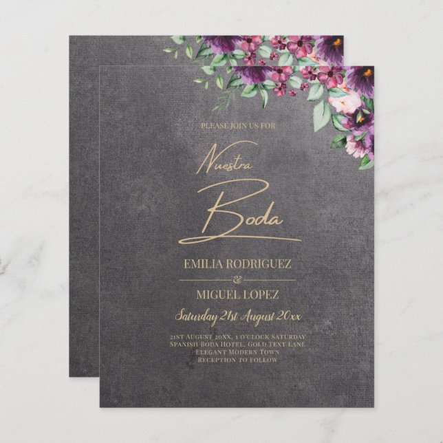 Silver Gray Berry Floral Wedding Winter Fall (Vorne/Hinten)