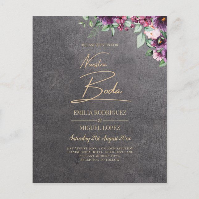 Silver Gray Berry Floral Wedding Winter Fall Flyer (Vorne)