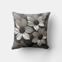 Silver Gray Black Modern Floral