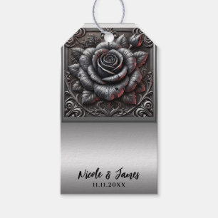 Silver Gray & Black Rose Elegante Gotische Hochzei Geschenkanhänger