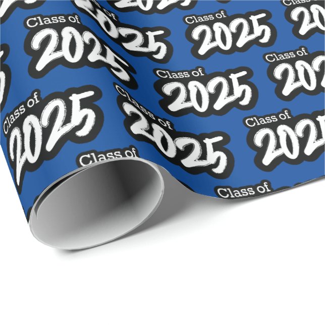 Silver Gray Bold Brush Class of 2025 Geschenkpapier (Rolleneckpunkt)
