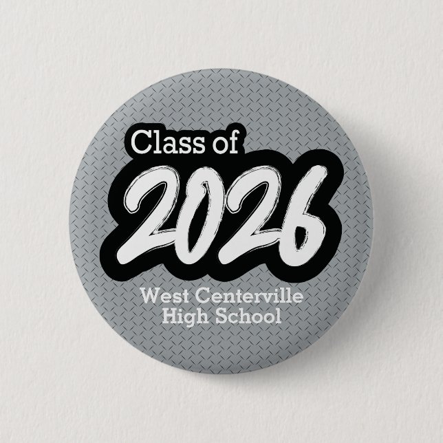 Silver Gray Bold Brush Class of 2026 Button (Vorderseite)