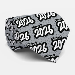 Silver Gray Bold Brush Class of 2026 Neck Tie Krawatte
