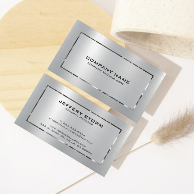 Silver Gray Brushed Aluminum Texture Visitenkarte (Von Creator hochgeladen)