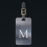 Silver Gray Brushed Metal Foil Script Monogram Gepäckanhänger<br><div class="desc">Modernes,  silbergraues,  gebürstetes Monogramm Niedliches Bag-Tag</div>