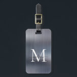Silver Gray Brushed Metal Foil Script Monogram Gepäckanhänger<br><div class="desc">Modernes,  silbergraues,  gebürstetes Monogramm Niedliches Bag-Tag</div>