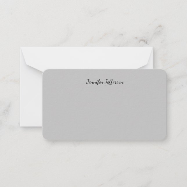 Silver Gray Calligraphy Name Schlicht Beruflich Mitteilungskarte (Vorderseite)