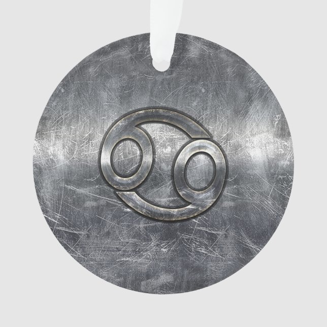 Silver Gray Cancer Zodiac Sign in Distressed Style Ornament (Vorderseite)