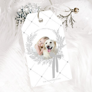 Silver Gray Christmas Wreath Foto Geschenkanhänger