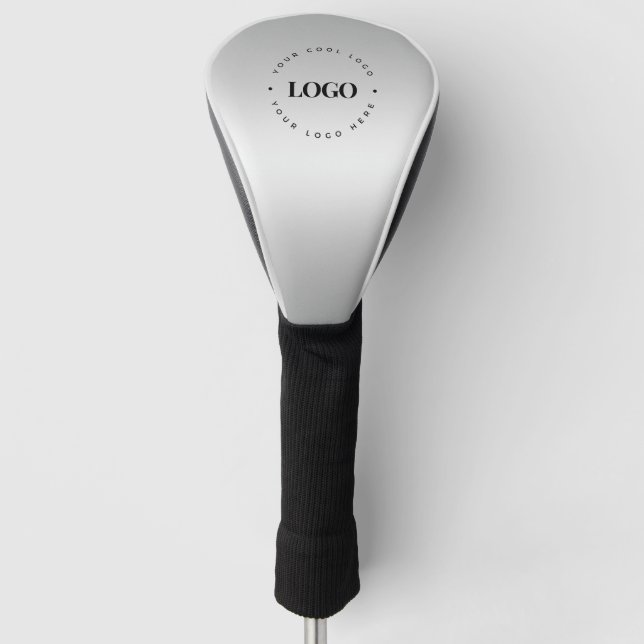 Silver Gray Custom Round Business Logo Company Golf Headcover (Vorderseite)