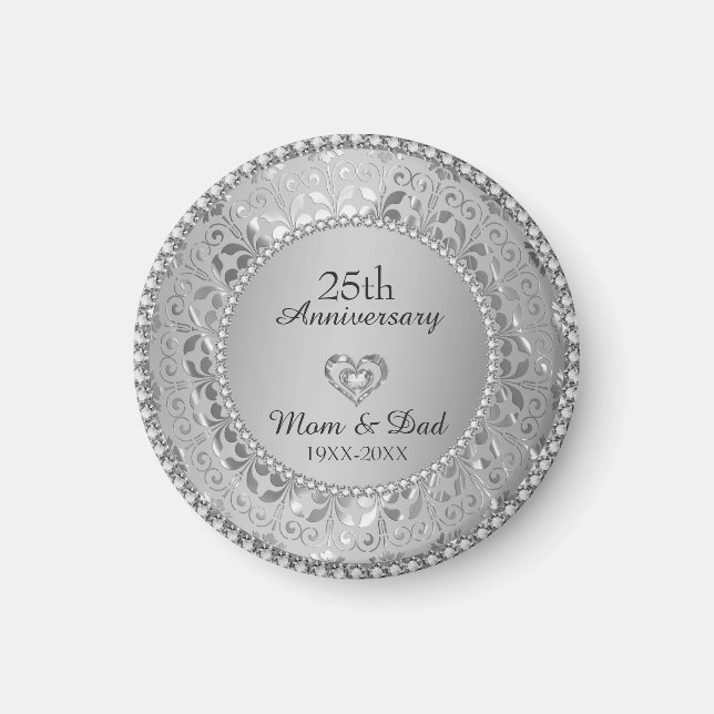 Silver Gray Damask 25 Jahre Magnet (Vorne)