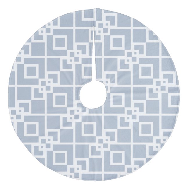 Silver Gray Diamond Trellis Design Fleece Weihnachtsbaumdecke (Vorderseite)