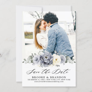 Silver Gray Elfenbein Winter Rustikale Hochzeit Sa Save The Date