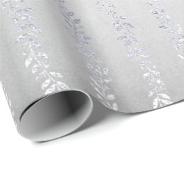 Silver Gray Floral Girland Metallic monochromatisc Geschenkpapier
