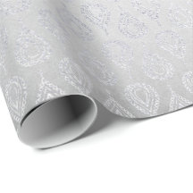 Silver Gray Floral Paisley Peacock Ornament