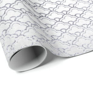Silver Gray Floral Scales Seashells Net Art Deco Geschenkpapier