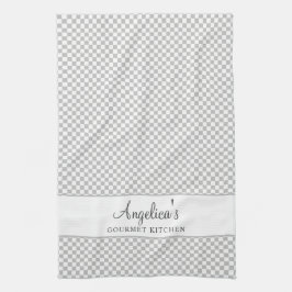 Silver Gray Französischer Karierter Karo Country G Geschirrtuch