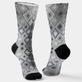 Silver & Gray Geometric Abstrakt Lattice Textur Socken